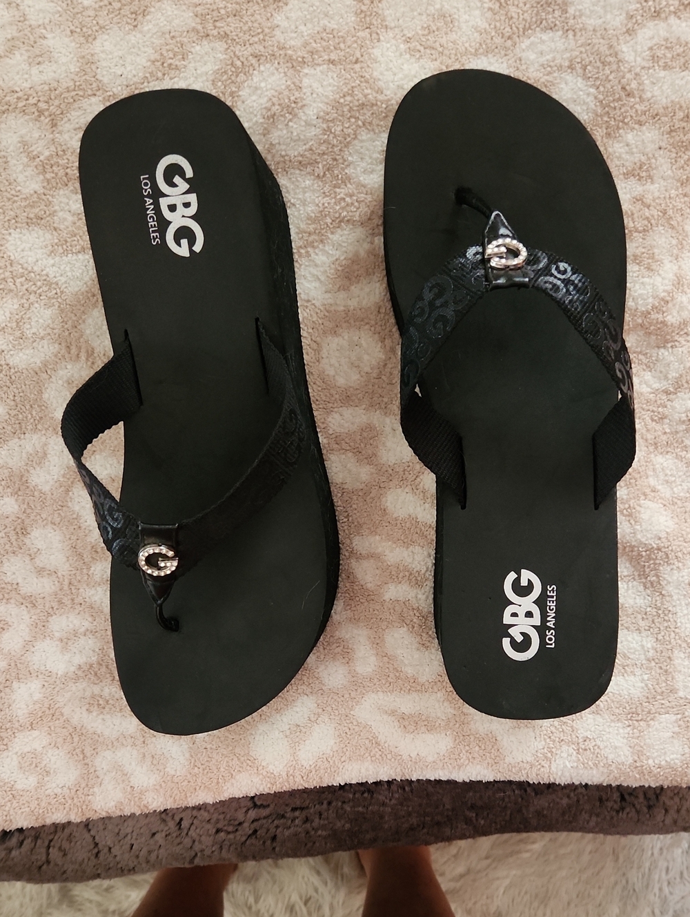 GBG Los Angeles Platform Black Wedge Sandal